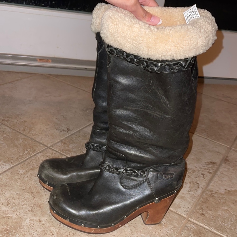 Ugg Savanna Black studded clog boots